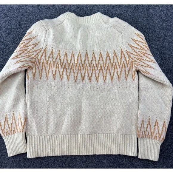 Patagonia Recycled Wool Sweater Womens S Cream Ikat Pattern Made Vietnam - Picture 6 of 9